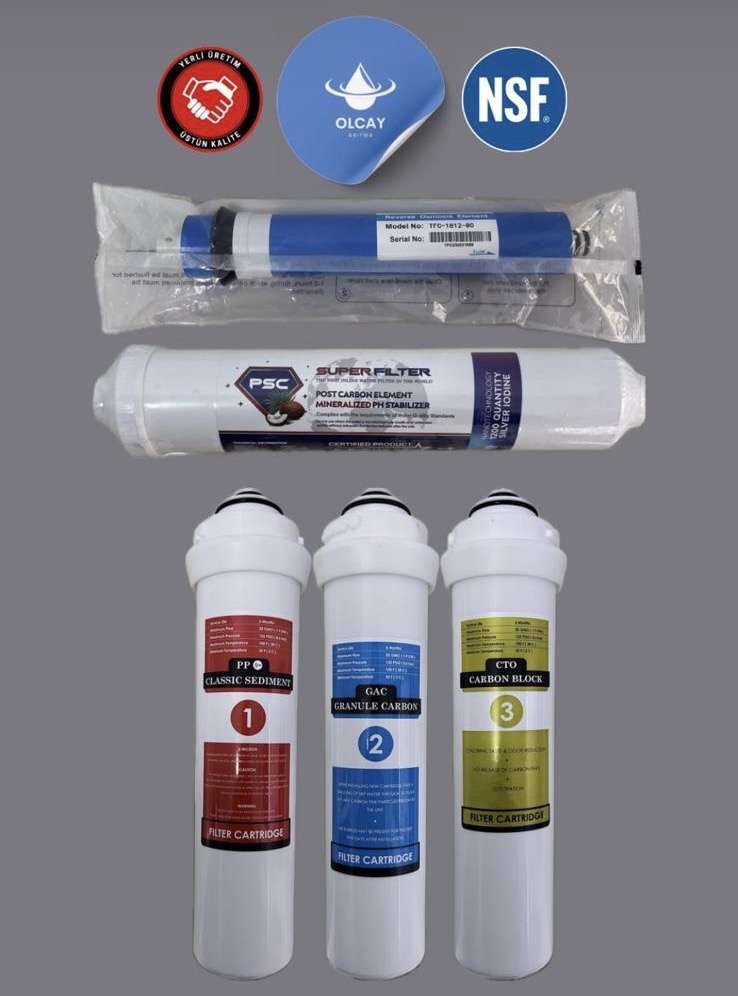 ortimax 5 aşamalı su arıtma cihazı filtre seti (ro uyumlu)