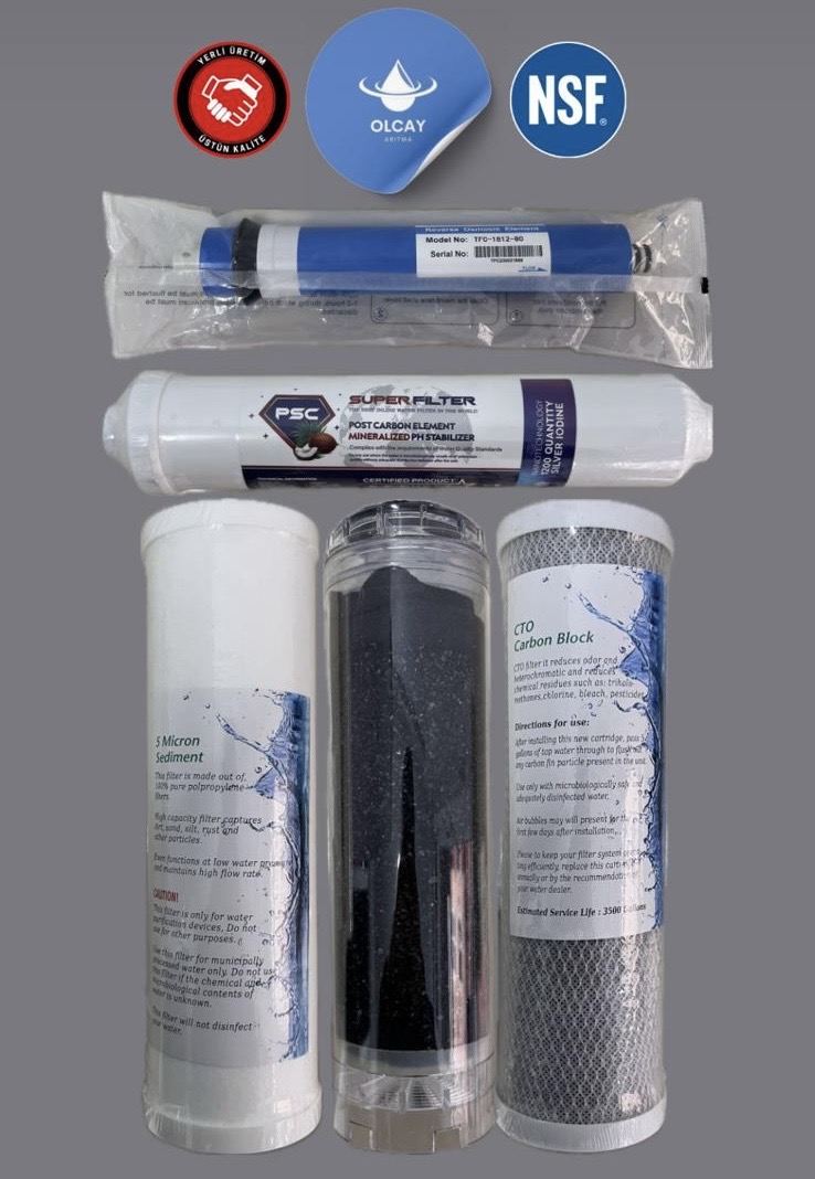 ortimax 5 aşamalı su arıtma cihazı filtre seti (ro uyumlu)